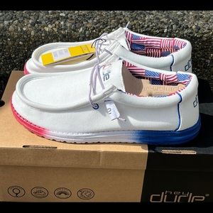 Hey Dude Wally Shoes Active Stretch Collection  Salute USA  Buckle Exclusive
